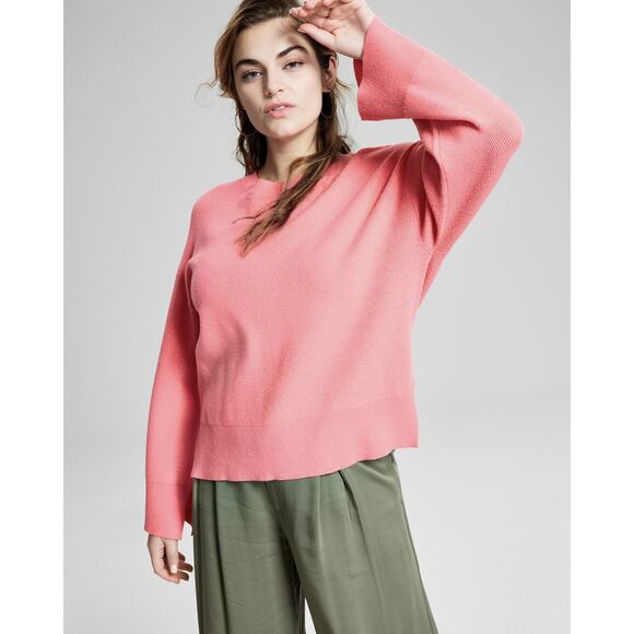And Now This Women's Crewneck Split-Cuff Sweater Fresh Coral Size S - Picture 1 of 1